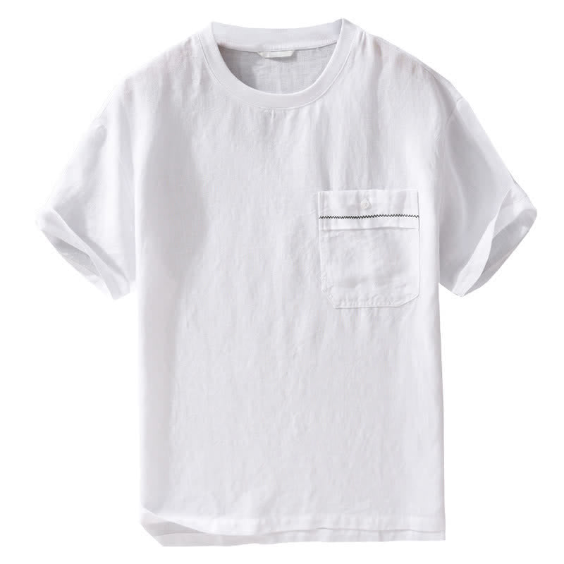 Buddha Stones Lässiges, minimalistisches Kurzarm-T-Shirt für Herren mit aufgesetzter Tasche für den Sommer. - image 13