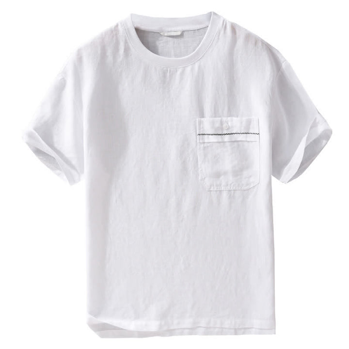 Buddha Stones Lässiges, minimalistisches Kurzarm-T-Shirt für Herren mit aufgesetzter Tasche für den Sommer. - image 13