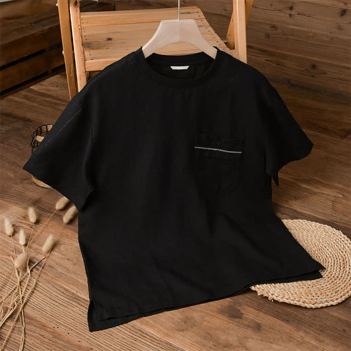 Buddha Stones Lässiges, minimalistisches Kurzarm-T-Shirt für Herren mit aufgesetzter Tasche für den Sommer. - image 6