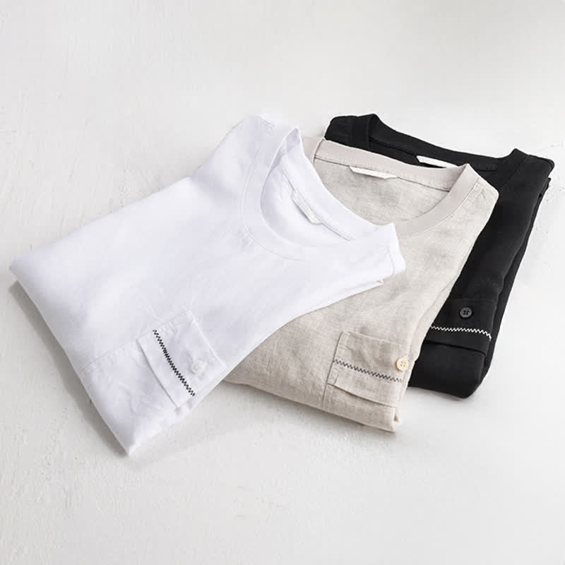 Buddha Stones Lässiges, minimalistisches Kurzarm-T-Shirt für Herren mit aufgesetzter Tasche für den Sommer. - image 17
