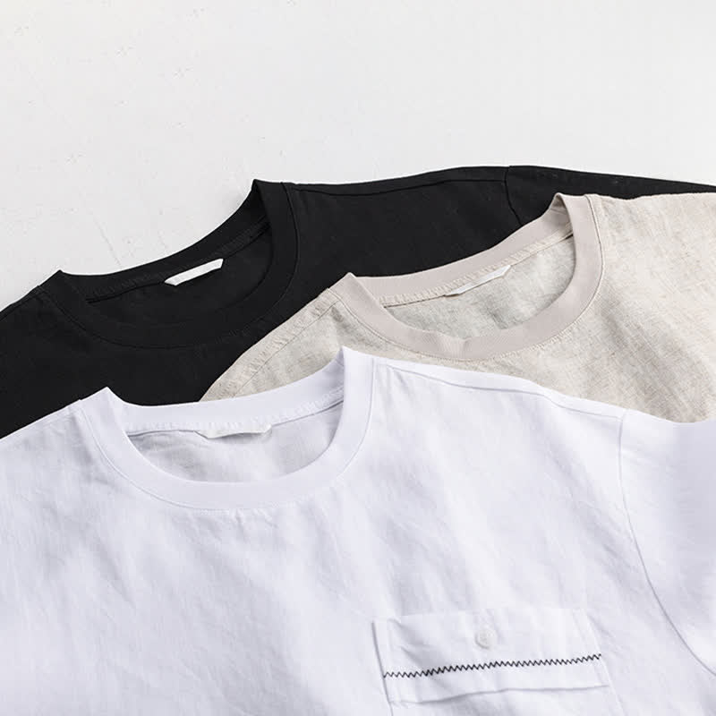 Buddha Stones Lässiges, minimalistisches Kurzarm-T-Shirt für Herren mit aufgesetzter Tasche für den Sommer. - image 18
