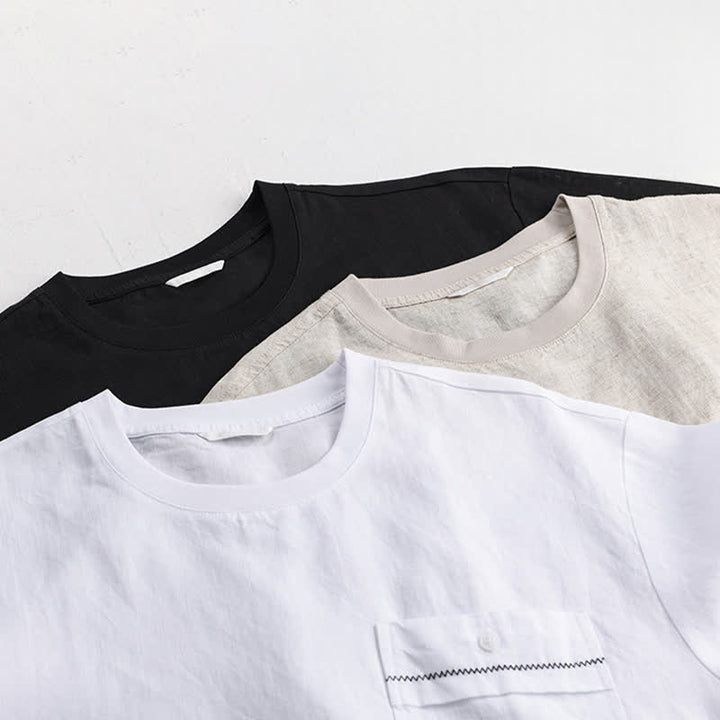 Buddha Stones Lässiges, minimalistisches Kurzarm-T-Shirt für Herren mit aufgesetzter Tasche für den Sommer. - image 18