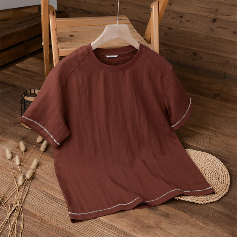 Buddha Stones Lässige, sommerliche Herren-T-Shirts im Vintage-Look mit kurzen Ärmeln - Kastanienbraun - US/UK/AU42, EU52 (3XL) - image 0