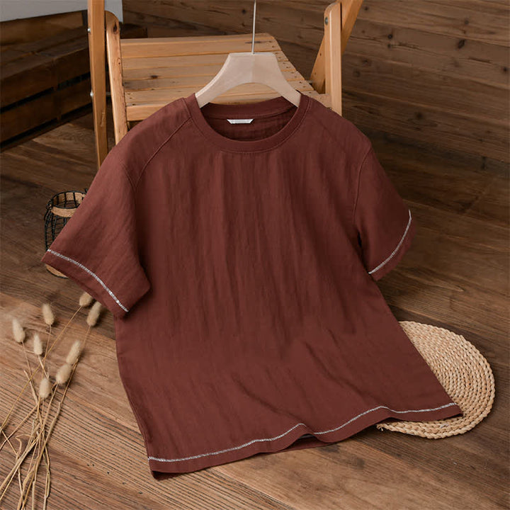 Buddha Stones Lässige, sommerliche Herren-T-Shirts im Vintage-Look mit kurzen Ärmeln - Kastanienbraun - US/UK/AU42, EU52 (3XL) - image 0