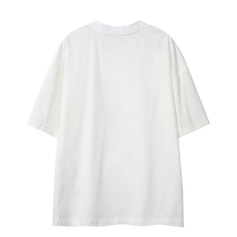 Buddha Stones Lässiges Sommer-T-Shirt im Boho-Stil mit Kordelzug, einfarbig, Kurzarm, für Herren - image 15