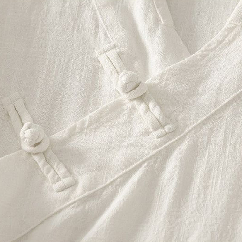 Buddha Stones Frühling/Sommer Tang Style Minimalistisches V-Ausschnitt-Langarmshirt mit Froschknopfleiste für Damen, einfarbig - image 13