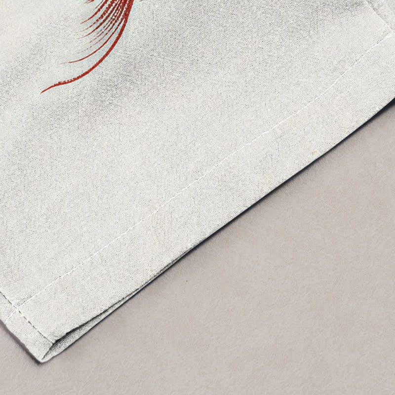 Buddha Stones Herrenhose aus Baumwolle mit Lotus-Koi-Fisch-Tintenwaschmuster, schmal zulaufend und mit Taschen - image 2