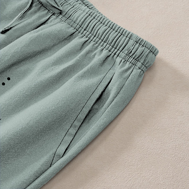 Buddha Stones Herrenhose aus Baumwolle mit Zen-Lotus-Om-Muster, schmal zulaufend und mit Taschen - image 2