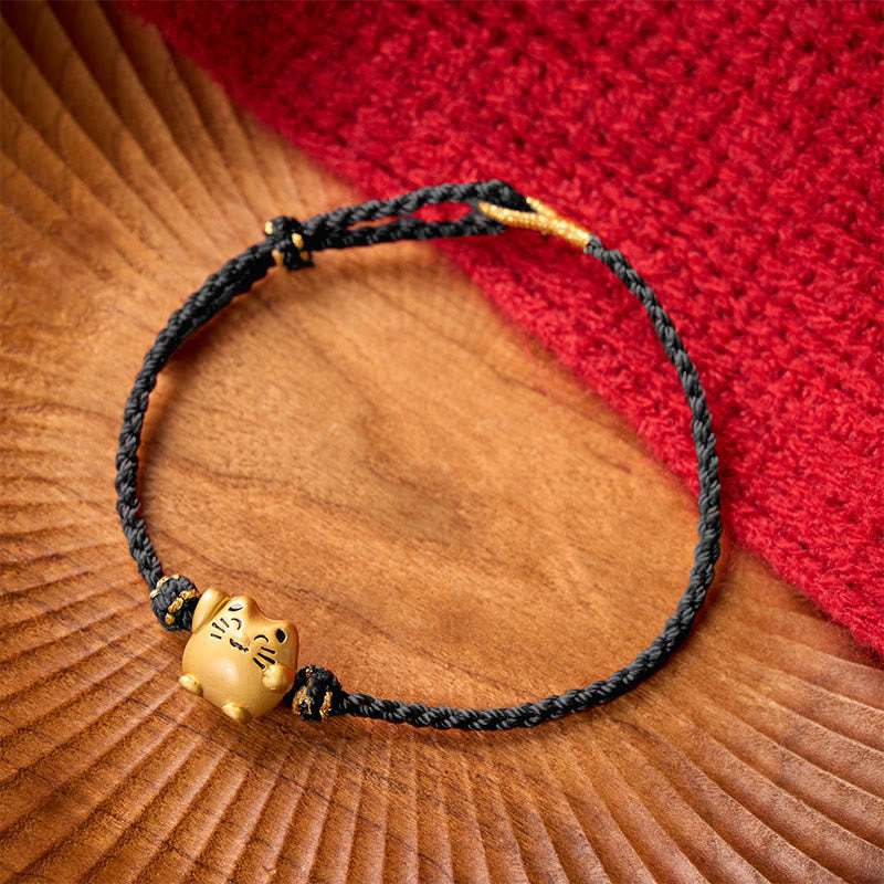 Buddha Stones Rotes Armband aus Kupfer mit Glückskatzenmotiv zum Schutz und Energie - image 13