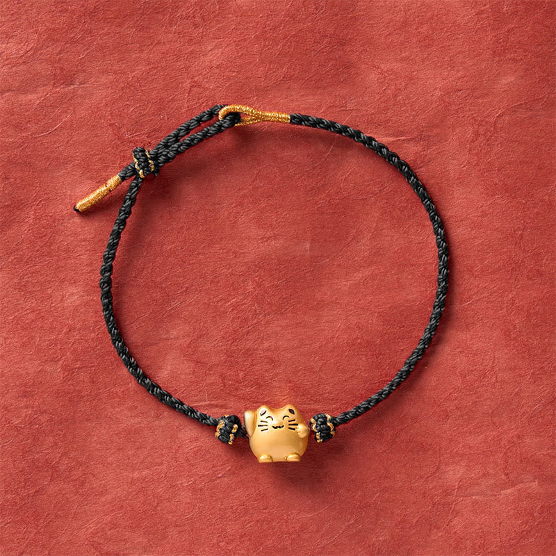 Buddha Stones Rotes Armband aus Kupfer mit Glückskatzenmotiv zum Schutz und Energie - image 14