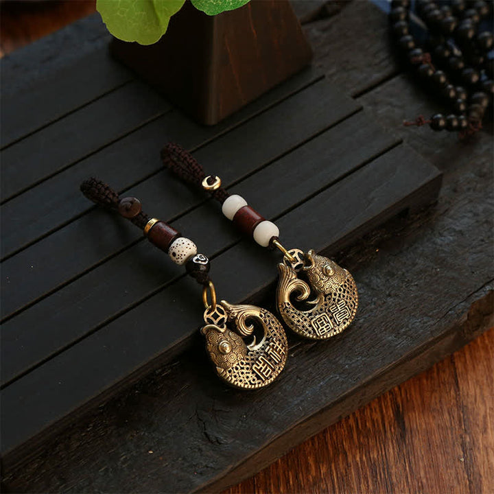 Buddha Stones Schlüsselanhänger mit geflochtenem Koi-Fisch-Anhänger aus Messing - image 14