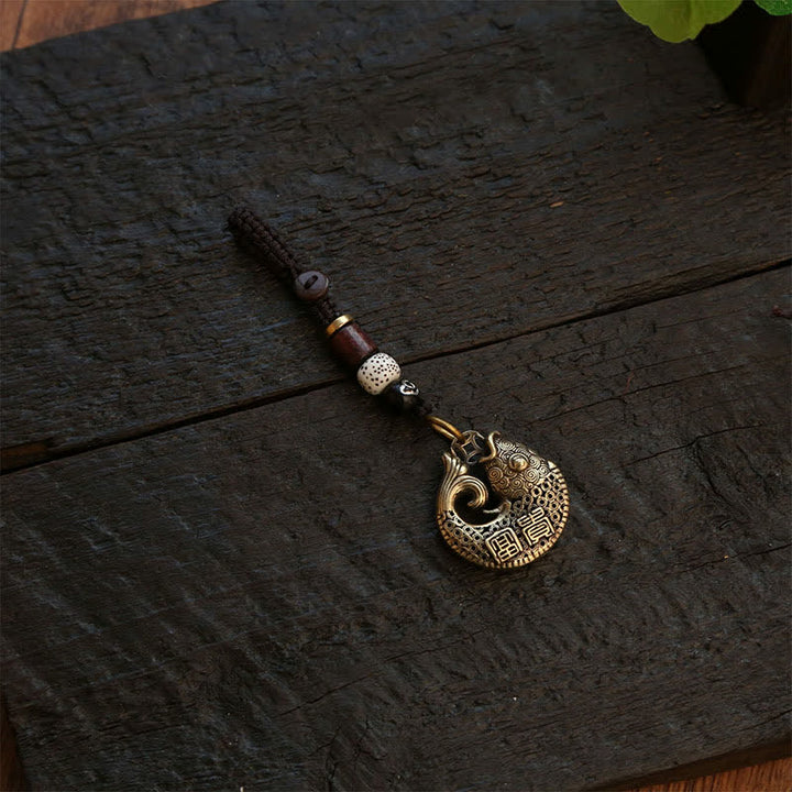 Buddha Stones Schlüsselanhänger mit geflochtenem Koi-Fisch-Anhänger aus Messing - image 11