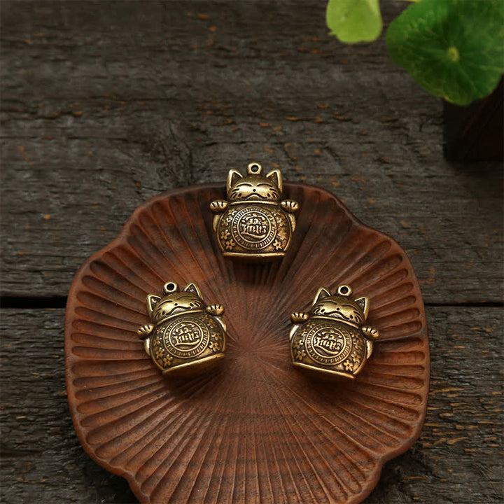 Buddha Stones Schlüsselanhänger mit Glückskatze aus Messing, chinesischer Reichtumsmünze - image 16
