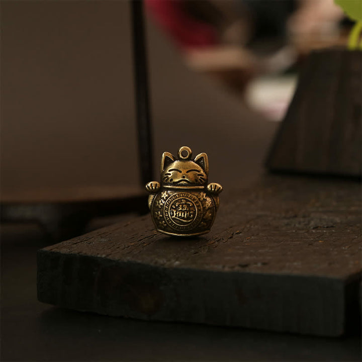 Buddha Stones Schlüsselanhänger mit Glückskatze aus Messing, chinesischer Reichtumsmünze - image 18