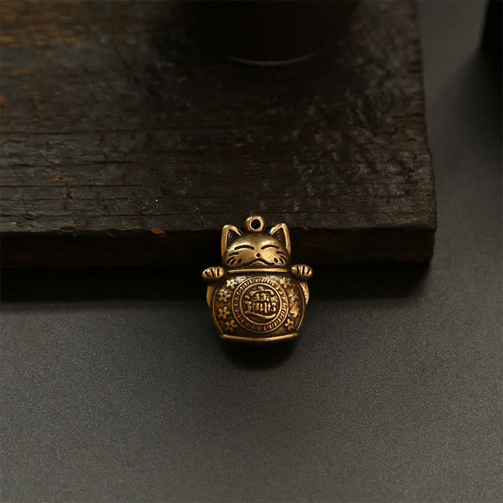 Buddha Stones Schlüsselanhänger mit Glückskatze aus Messing, chinesischer Reichtumsmünze - image 19