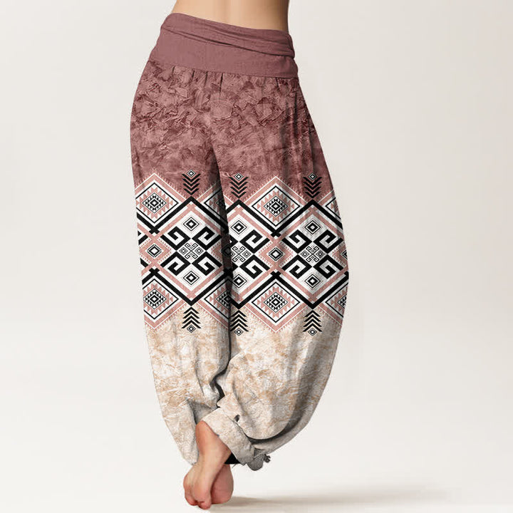 Buddha Stones Baumwoll-Haremshose mit geometrischem Ethno-Muster und elastischem Bund für Damen - image 10