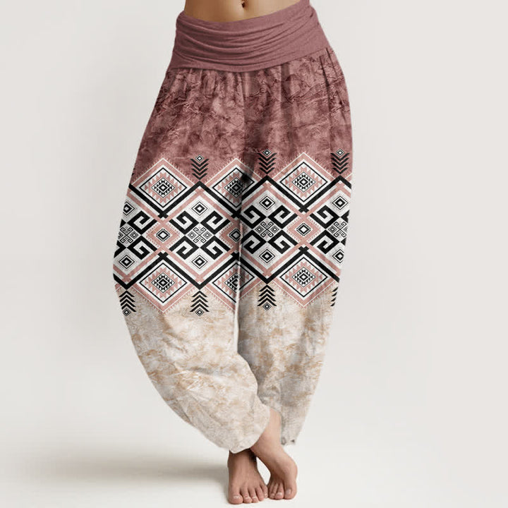 Buddha Stones Baumwoll-Haremshose mit geometrischem Ethno-Muster und elastischem Bund für Damen - IndianRed - US16, UK/AU20, EU48 (3XL) - image 8
