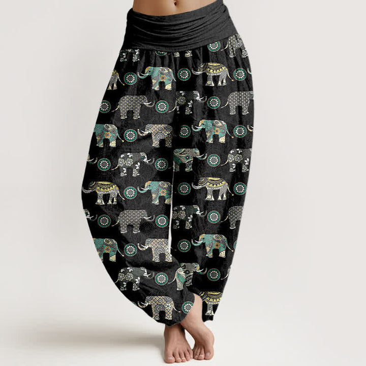 Buddha Stones Baumwoll-Haremshose mit Elefanten-Mandala-Muster und elastischem Bund für Damen - Schiefergrau - US16, UK/AU20, EU48 (3XL) - image 8