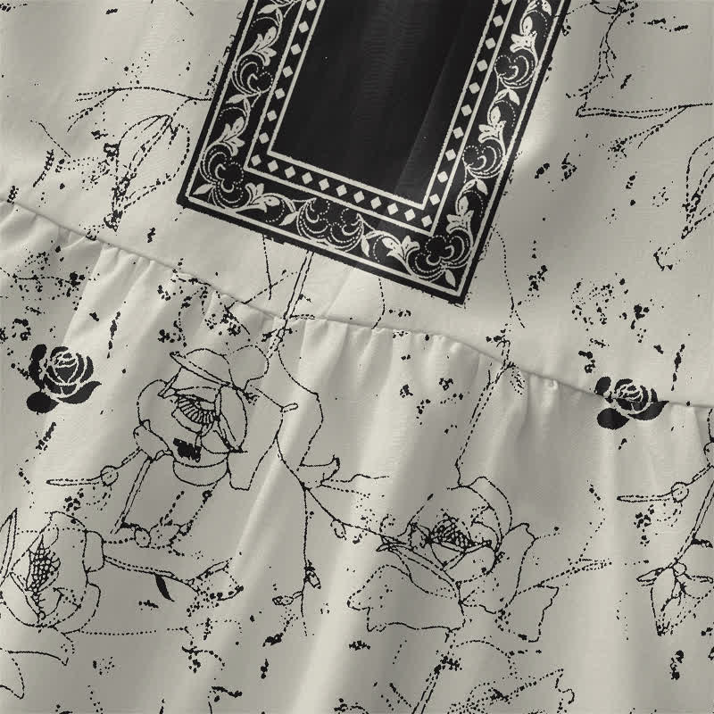 Buddha Stones Lässiges, sommerliches, ärmelloses Midikleid für Damen mit Vintage-Blumenmuster und Taschen - image 1