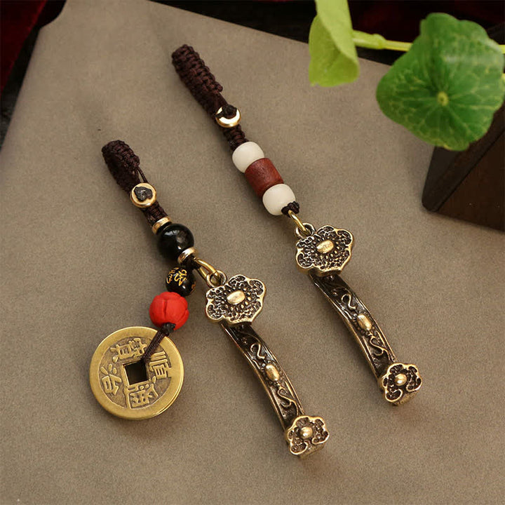 Buddha Stones Schlüsselanhänger mit chinesischer Ruyi-Lotus-Motiv aus Kupfer (Pi Xiu) - image 10
