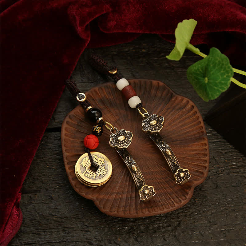 Buddha Stones Schlüsselanhänger mit chinesischer Ruyi-Lotus-Motiv aus Kupfer (Pi Xiu) - image 12