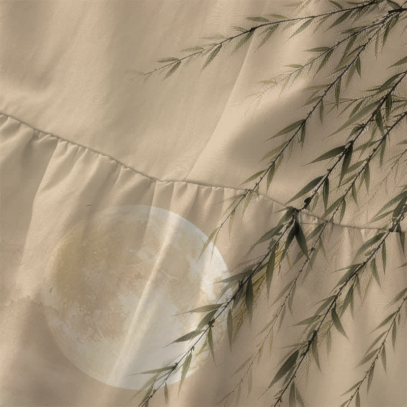 Buddha Stones Sommerliches, lässiges, ärmelloses Midikleid mit Taschen und Koi-Weidenmuster - image 1