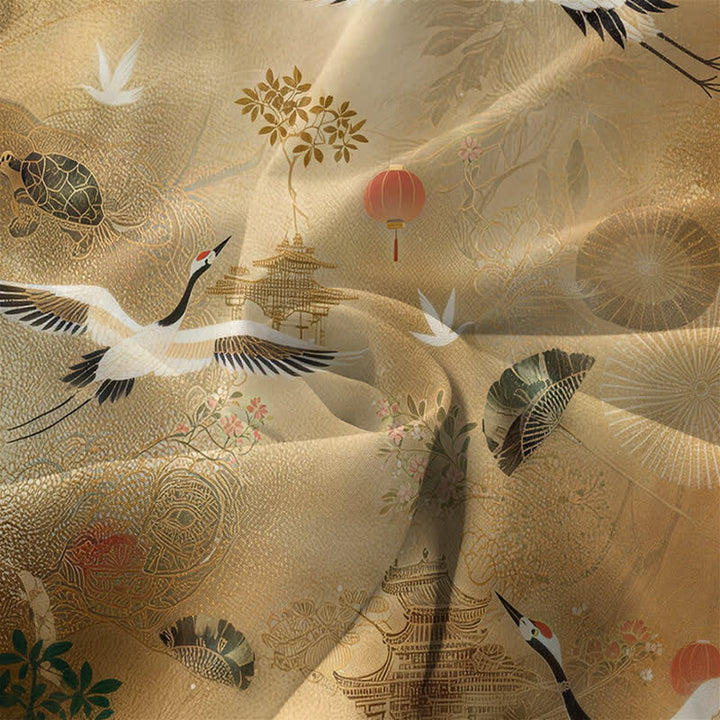 Buddha Stones Sommerliches, lässiges, ärmelloses Midikleid für Damen mit Kranich-, botanischem und Sonnenmuster sowie Taschen - image 3