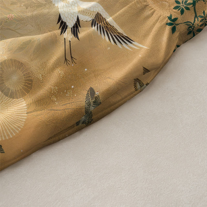 Buddha Stones Sommerliches, lässiges, ärmelloses Midikleid für Damen mit Kranich-, botanischem und Sonnenmuster sowie Taschen - image 2