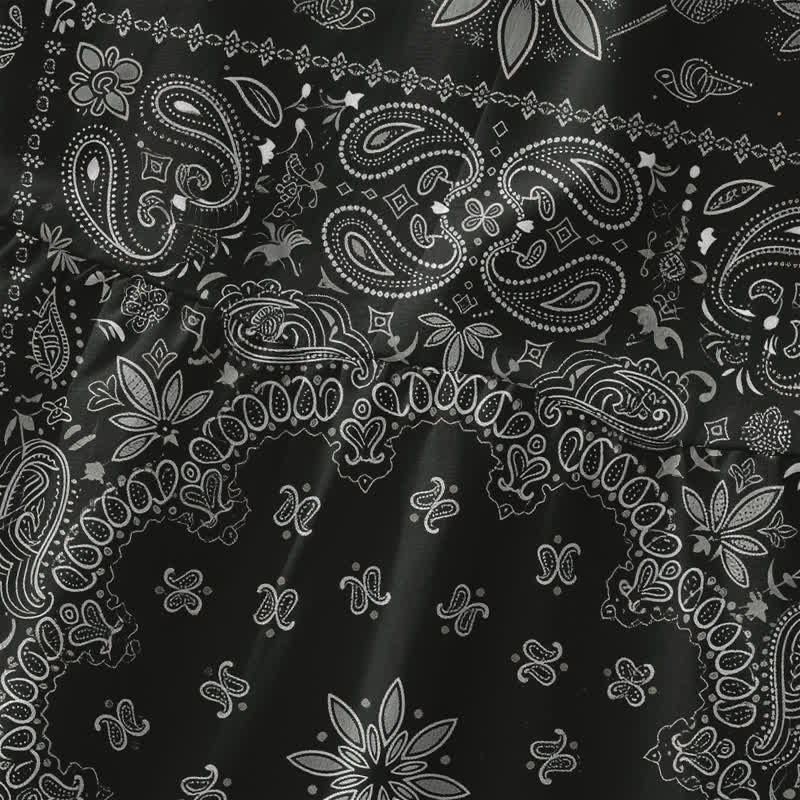 Buddha Stones Lässiges, ärmelloses Midikleid für Damen mit Paisley-Blumenmuster und Taschen im Bandana-Stil - image 1
