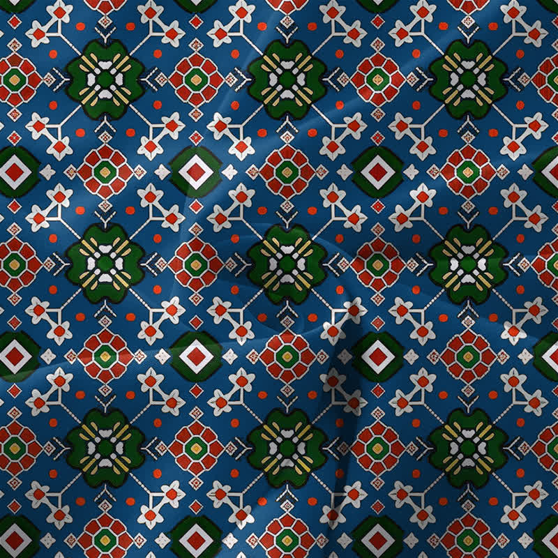 Buddha Stones Sommerliches, lässiges, blaues, böhmisches, geometrisches Bordürenmuster, ärmelloses Midikleid für Damen mit Taschen - image 3