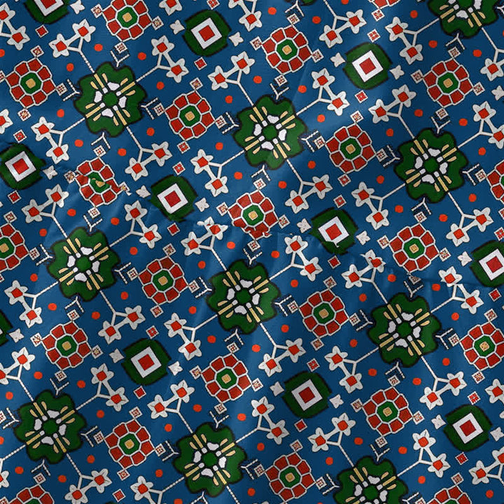 Buddha Stones Sommerliches, lässiges, blaues, böhmisches, geometrisches Bordürenmuster, ärmelloses Midikleid für Damen mit Taschen - image 1