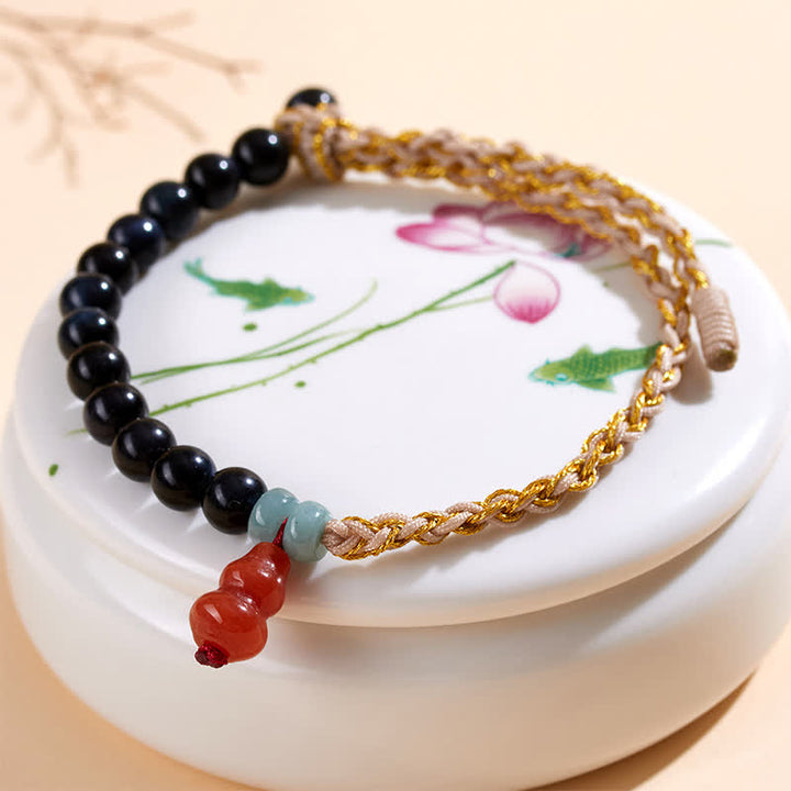 Buddha Stones Handgewebtes Armband aus blauem Tigerauge - image 3