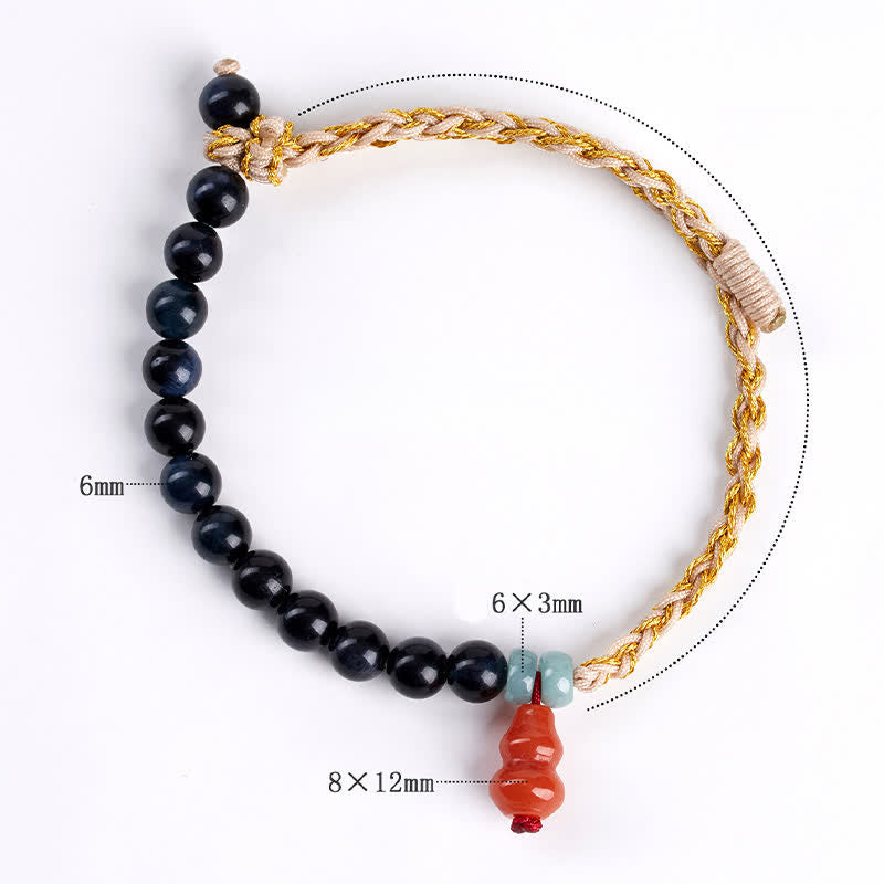 Buddha Stones Handgewebtes Armband aus blauem Tigerauge - image 7