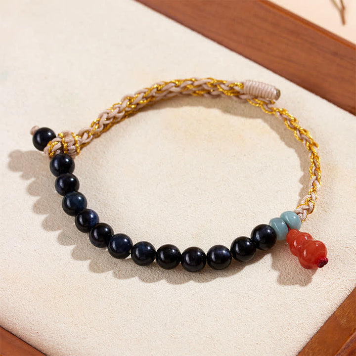 Buddha Stones Handgewebtes Armband aus blauem Tigerauge - image 2
