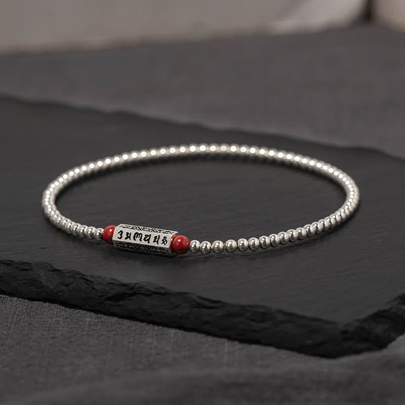 Buddha Stones Zinnober Om Mani Padme Hum Weisheit Fußkettchen Armband - 7,1–7,5 Zoll (18–19 cm) - image 0