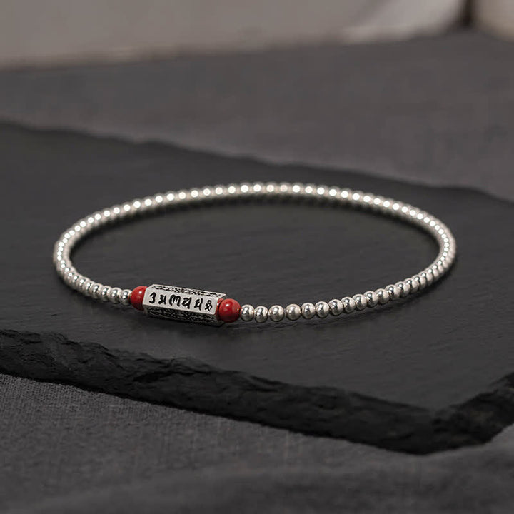 Buddha Stones Zinnober Om Mani Padme Hum Weisheit Fußkettchen Armband - 7,1–7,5 Zoll (18–19 cm) - image 0