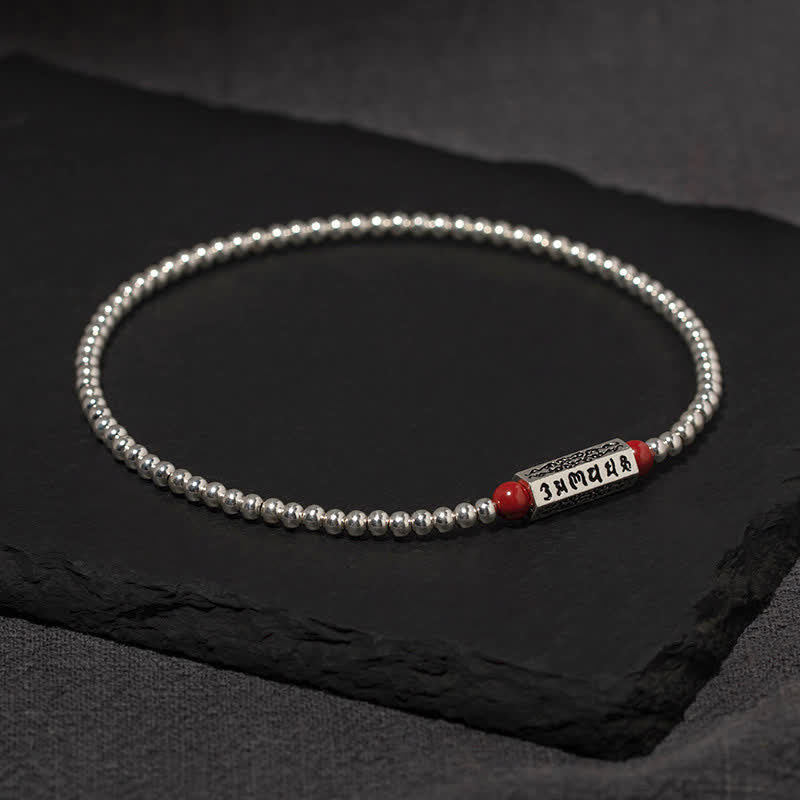 Buddha Stones Zinnober Om Mani Padme Hum Weisheit Fußkettchen Armband - image 1