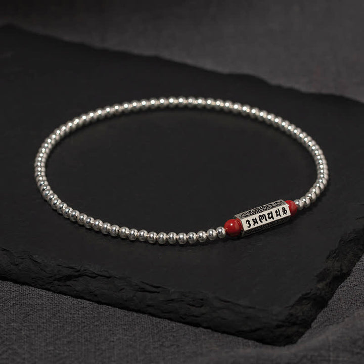 Buddha Stones Zinnober Om Mani Padme Hum Weisheit Fußkettchen Armband - image 1