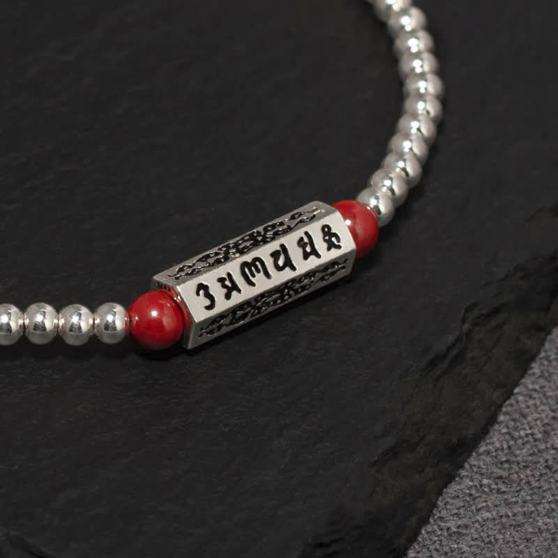 Buddha Stones Zinnober Om Mani Padme Hum Weisheit Fußkettchen Armband - image 3