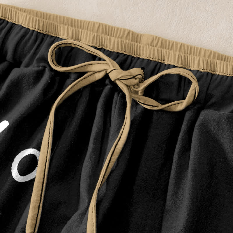 Buddha Stones Damenhose aus reiner Baumwolle mit Katzenpfotenmuster, elastischem Bund und Taschen - image 1