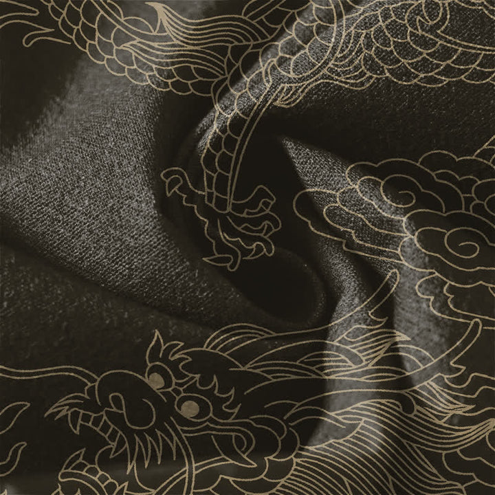 Buddha Stones Herrenhose aus reiner Baumwolle mit goldenem Drachen- und Wolkenmuster, Kordelzug, schmal zulaufendem Schnitt und Taschen - image 6