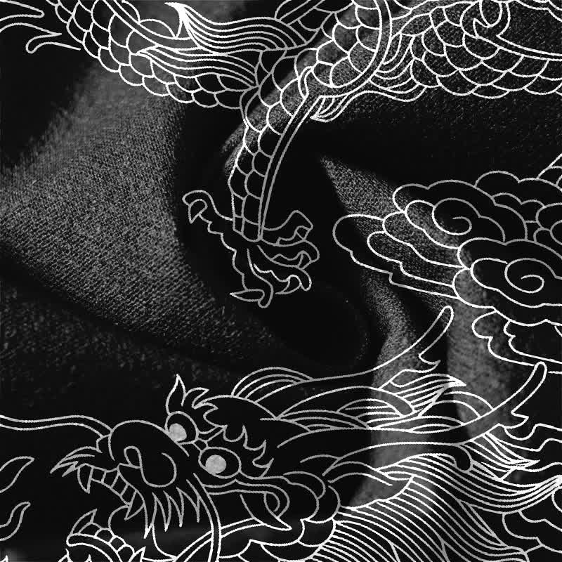 Buddha Stones Herrenhose aus reiner Baumwolle mit goldenem Drachen- und Wolkenmuster, Kordelzug, schmal zulaufendem Schnitt und Taschen - image 13