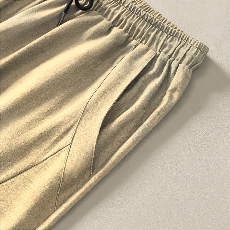 Buddha Stones Herrenhose aus reiner Baumwolle mit Kranichmuster, Kordelzug, schmal zulaufendem Bein und Taschen - image 11
