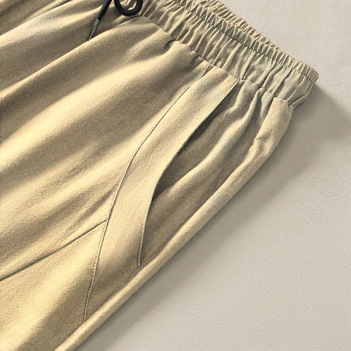 Buddha Stones Herrenhose aus reiner Baumwolle mit Kranichmuster, Kordelzug, schmal zulaufendem Bein und Taschen - image 11