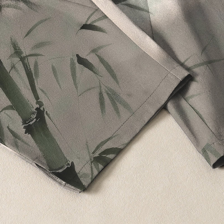 Buddha Stones Herrenhose aus reiner Baumwolle mit Bambusmuster, Kordelzug und Taschen - image 5
