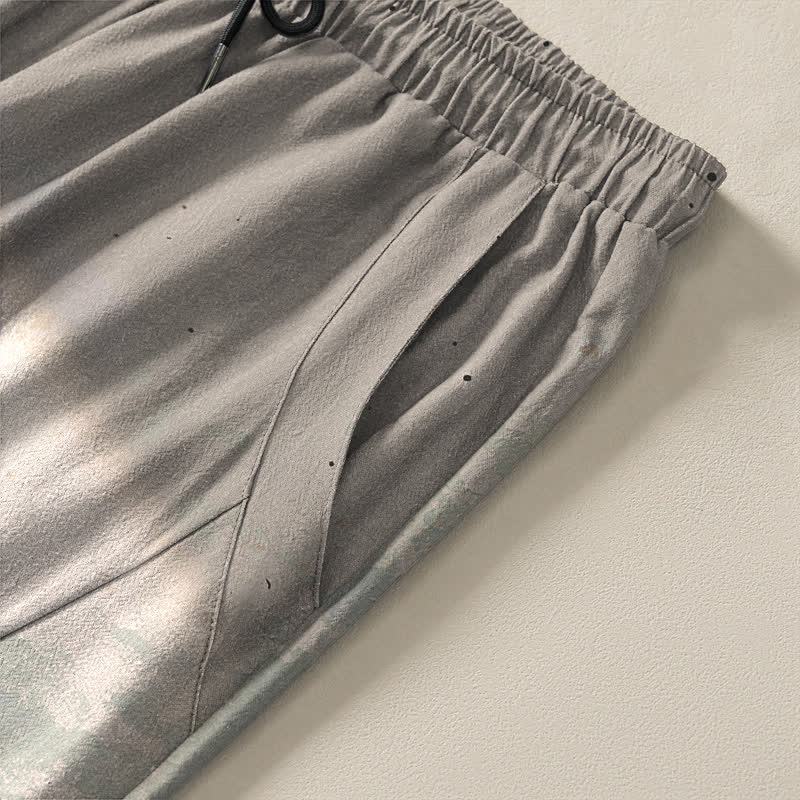 Buddha Stones Herrenhose aus reiner Baumwolle mit Bambusmuster, Kordelzug und Taschen - image 4