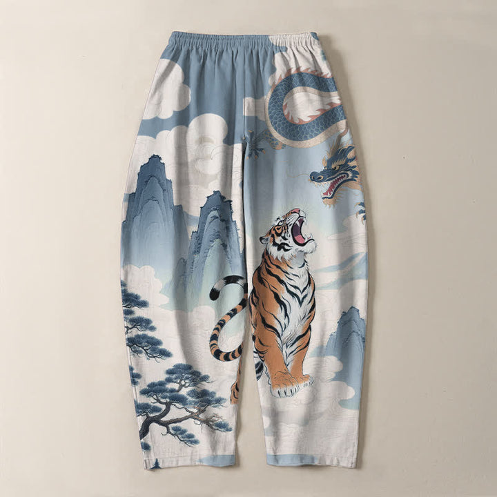 Buddha Stones Herrenhose aus reiner Baumwolle mit Tiger- und Drachenmuster, Kordelzug, schmal zulaufendem Schnitt und Taschen - image 17