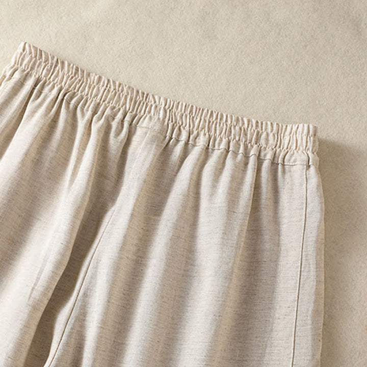 Buddha Stones Lässige Sommer-Caprihose im Boho-Stil, einfarbig, gerades Bein, mit Taschen - image 9