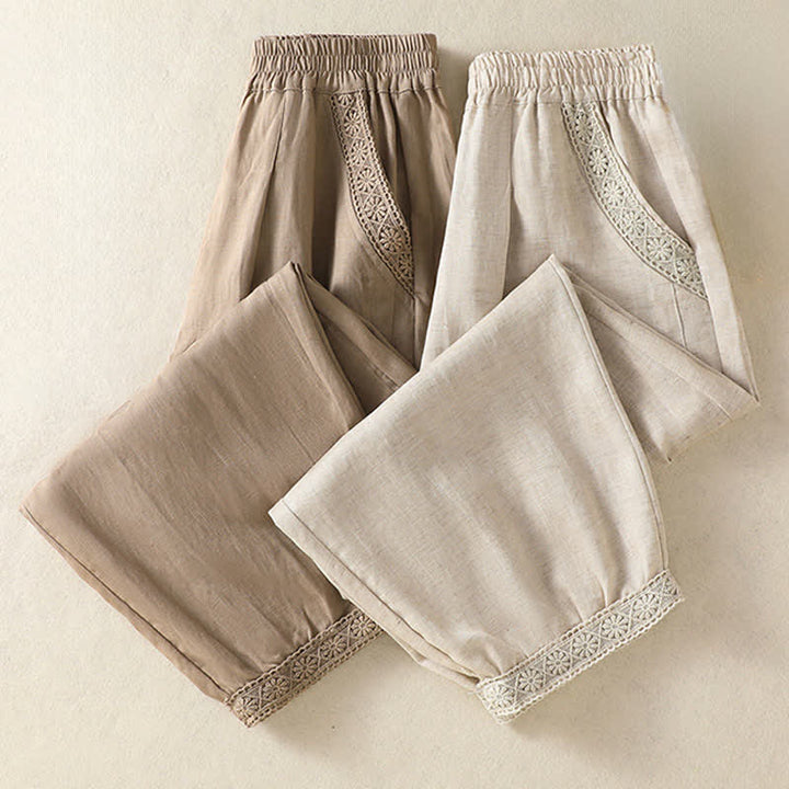 Buddha Stones Lässige Sommer-Caprihose im Boho-Stil, einfarbig, gerades Bein, mit Taschen - image 15