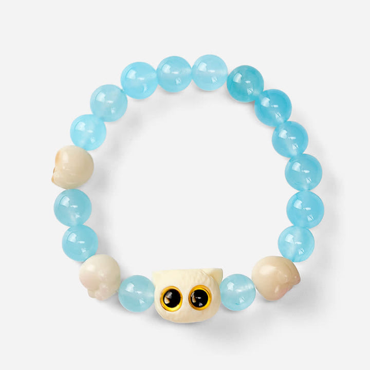 Buddha Stones Armband aus blauem Chalcedon mit handgeschnitzter Katzenperle (Reinheitssymbol) - image 14